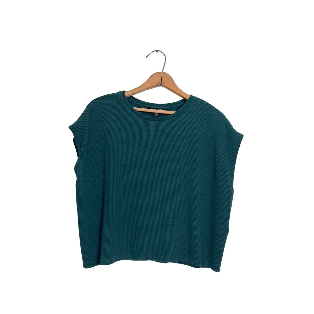 Eileen‎ Fisher Ribbed Knit Boxy Top Sleeveless Dark Green Size S/P